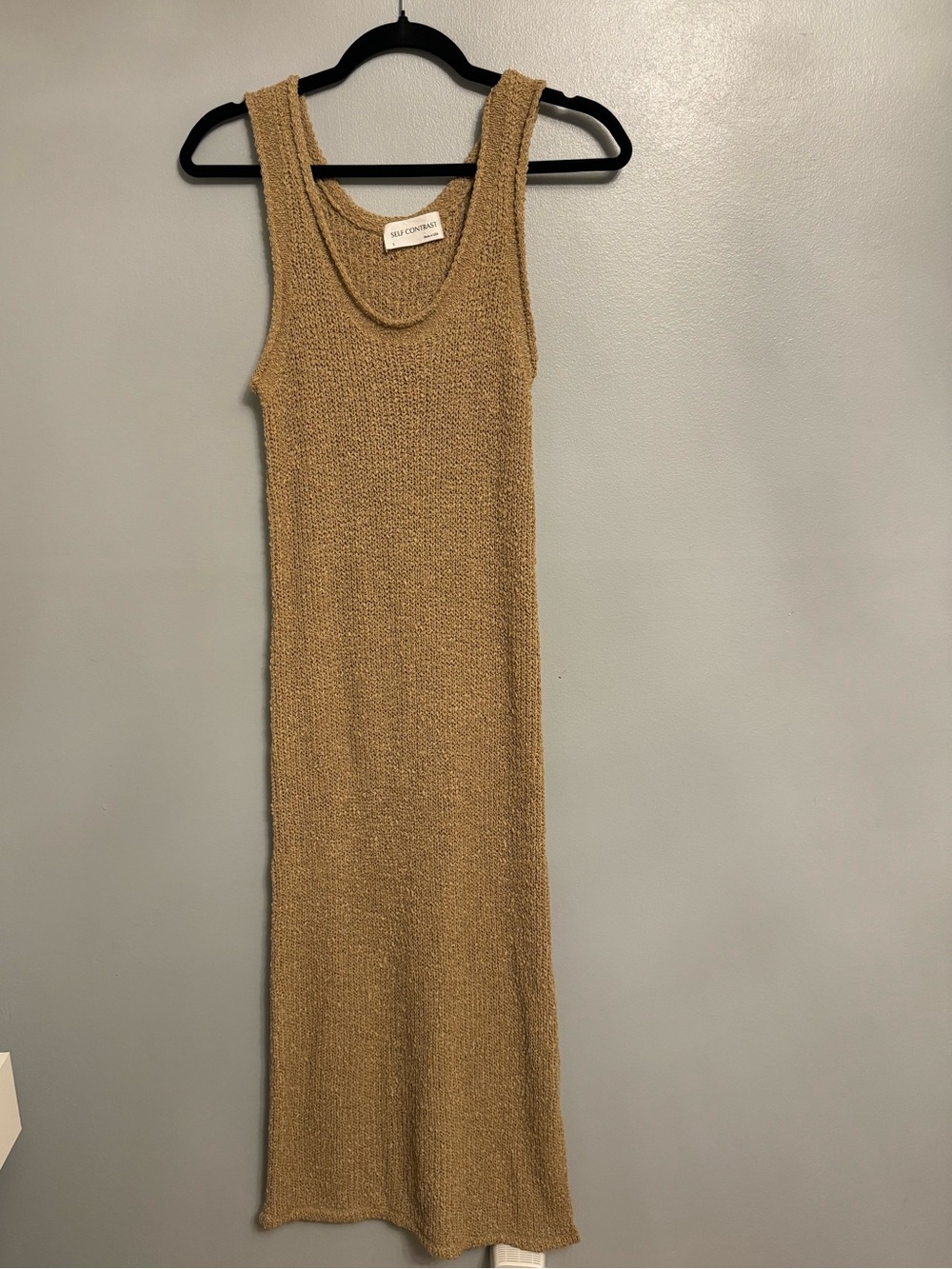 Self Contrast x Anthropologie Sleeveless Ribbed Maxi Dress in Camel small - Picture 2 of 3
